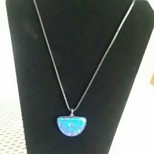 Dichroic wrapped piece on necklace